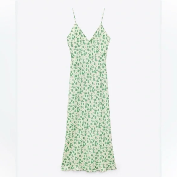 Zara The Lara Dress Green Floral Midi Dress - Picture 3 of 7